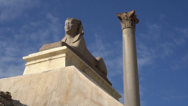 庞培在埃及亚历山大的支柱景点受罗马的影响视频素材