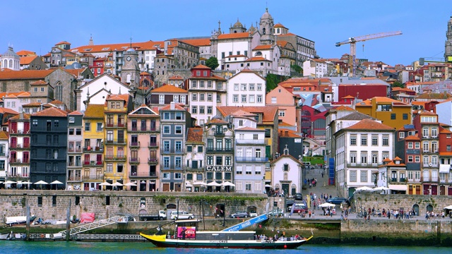 葡萄牙波尔图市中心天际线地标全景图，4K视频下载