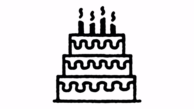 婚礼蛋糕和甜点涂鸦线图标动画视频素材