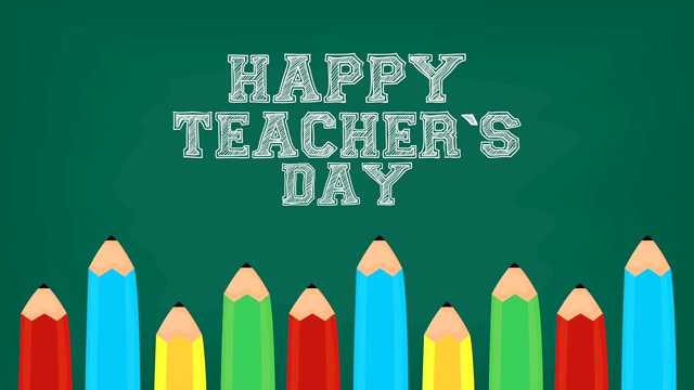 用彩色铅笔庆祝教师节快乐视频下载