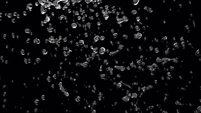 近距离慢镜头水液体在空气中的爆炸。有选择性的重点。包括阿尔法通道。3 d animation.4K视频素材