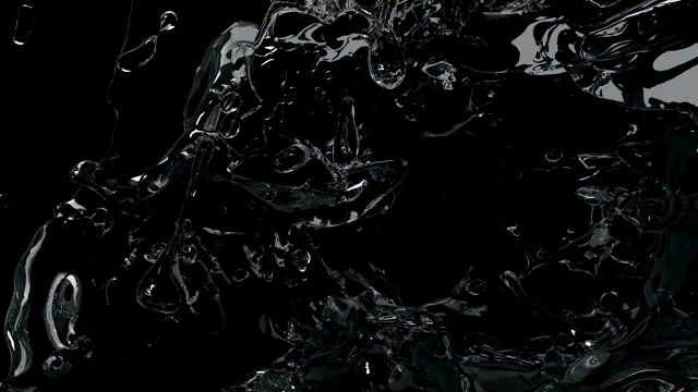 慢动作填充空间与水在黑色背景4k视频素材