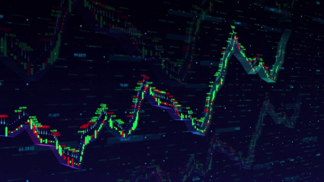 3D股票图表上升，经济和金融图表视频素材