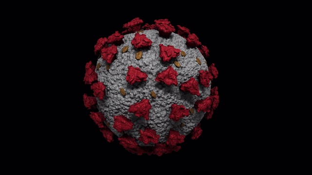 冠状病毒3d渲染在黑色背景视频素材
