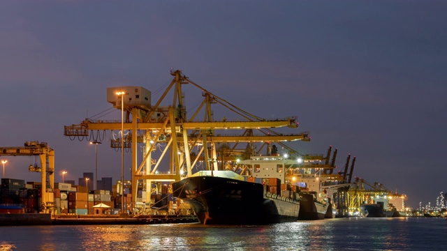 延时:集装箱运输在进出口业务和物流在港口视频下载