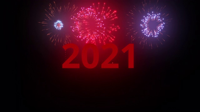 2021年新年，五颜六色的烟花照亮了天空，令人眼花缭乱视频下载