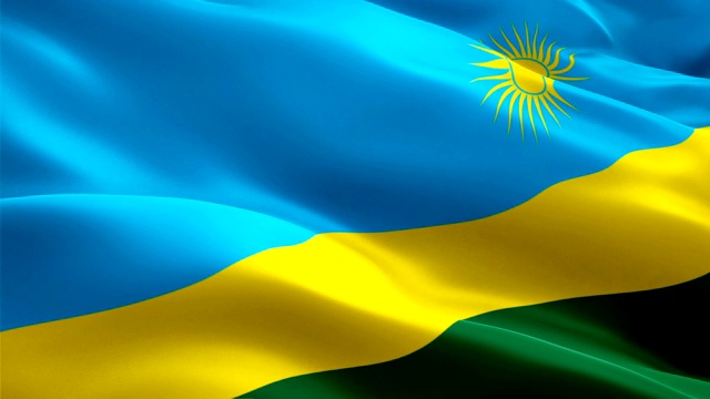 卢旺达挥舞着国旗。卢旺达国旗飘扬。卢旺达的标志无缝循环动画。卢旺达旗帜高清分辨率背景。卢旺达国旗特写1080p全高清视频演示视频素材