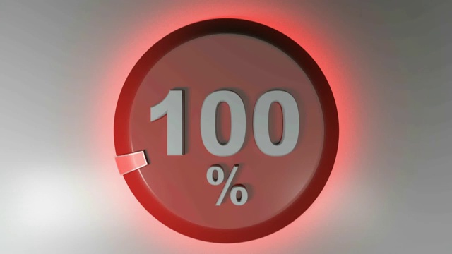 100%红色圆形标志与旋转光标- 3D渲染视频剪辑视频下载