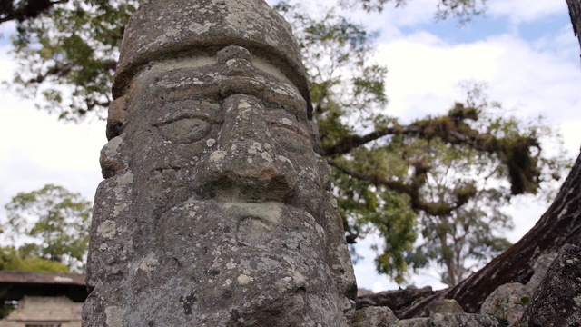 科潘遗址中的玛雅雕塑视频素材