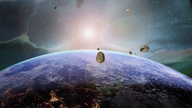 太空中的小行星正在向地球漂移视频素材
