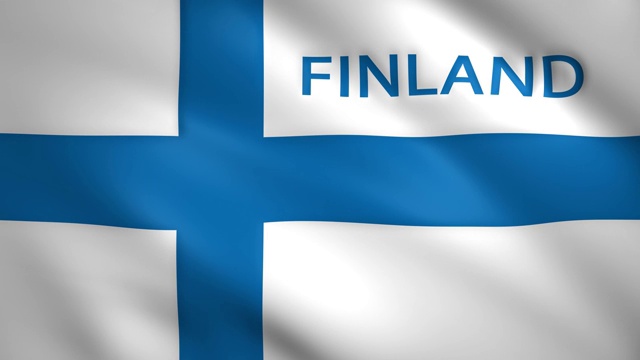 芬兰国旗，标明国家名称视频下载