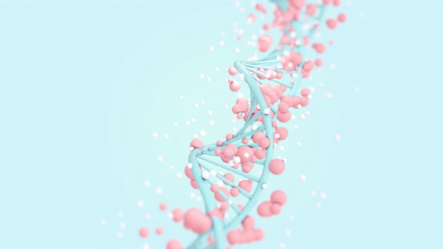 旋转DNA链被外来细胞包围并攻击的三维动画视频素材
