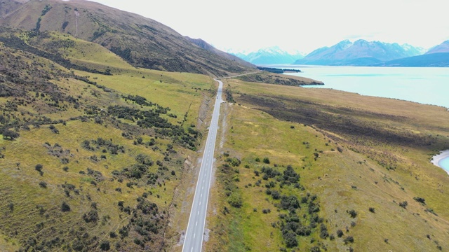 80号国道至库克湖和新西兰南阿尔卑斯山脉e1/6视频下载