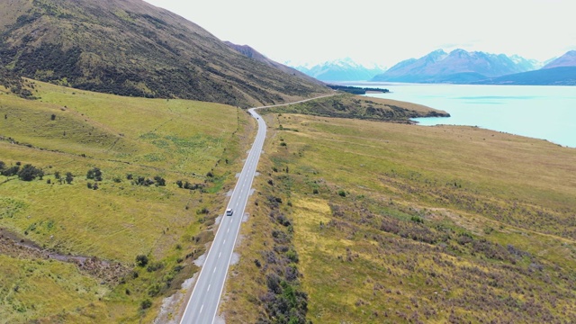 80号国道至库克湖和新西兰南阿尔卑斯山脉e5/6视频下载