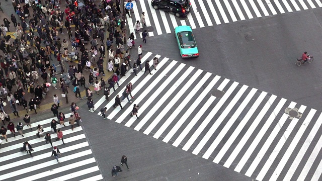 慢镜头鸟瞰图行人拥挤在涉谷日本东京视频素材
