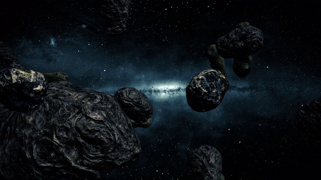 飞进外太空的小行星带视频素材