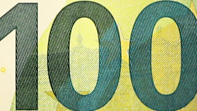 停止动画抽象运动图像€100欧洲联盟的纸币货币视频素材