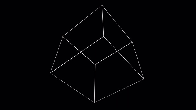 立方体013:一个线框立方体元素旋转视频下载