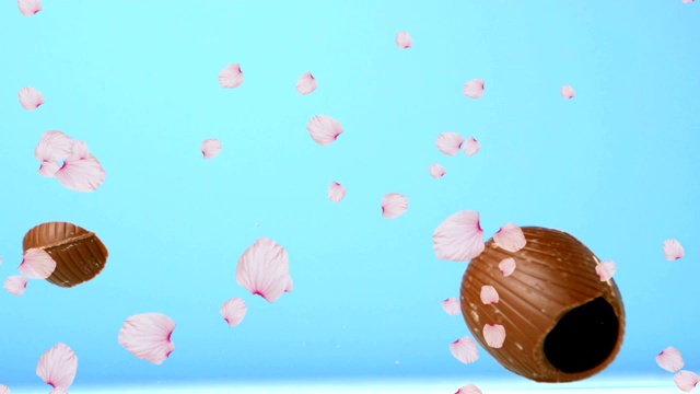 巧克力复活节彩蛋掉落和破碎的动画视频下载