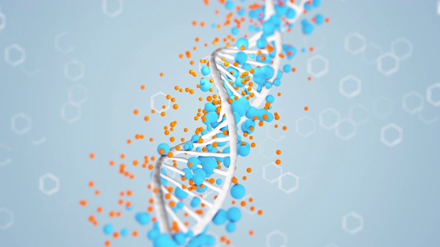 旋转和分析周围DNA链的三维动画视频素材