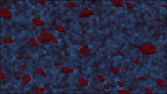 医学背景。将红细胞与其他颗粒结合。3 d渲染动画视频素材
