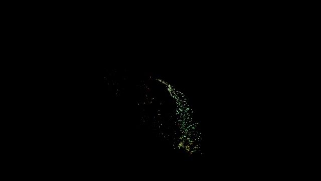 快速波状运动的绿色微粒在黑色背景4k视频素材