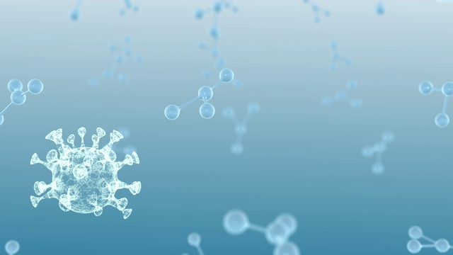 抗体在蓝色背景下识别并中和病原体病毒。视频素材