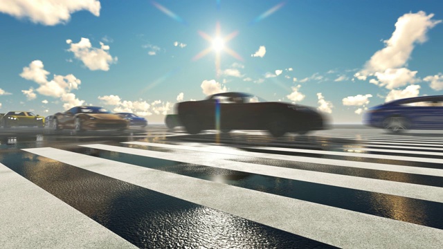 3D速度赛车通过人行横道视频下载