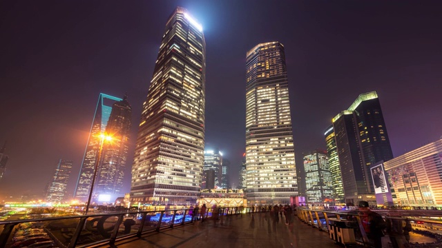 晚上的电汇城市/中国上海视频素材