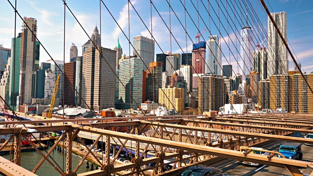 布鲁克林大桥和曼哈顿金融区视频素材