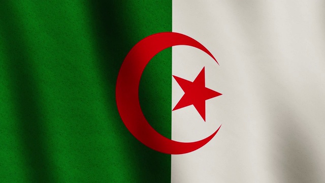 阿尔及利亚背景旗帜飘扬织物旗-无缝循环动画视频视频下载