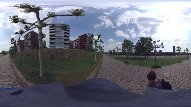 Mainufer长廊与欧洲中央银行和法兰克福的住宅开发，VR360, VR, 360VR, 360视频，虚拟现实360,360VR镜头，monoopisch视频素材
