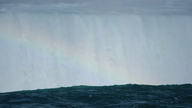 俯瞰尼亚加拉大瀑布，上面有彩虹视频素材