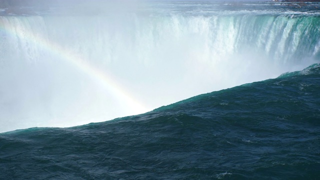美丽的瀑布尼亚加拉大瀑布和彩虹在晴天视频素材