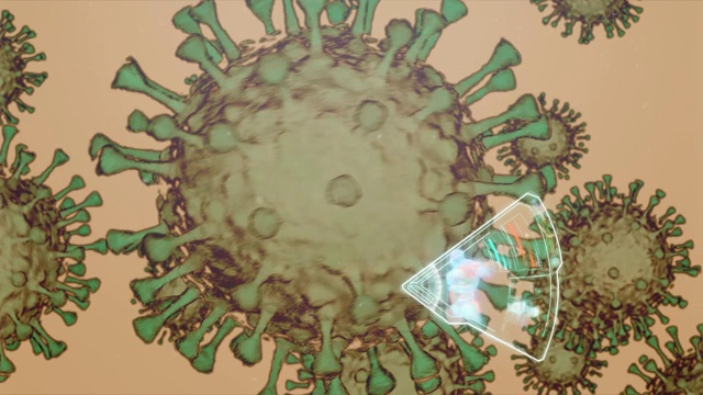 冠状病毒绿色微生物在浅棕色背景上传播-特写镜头视频下载