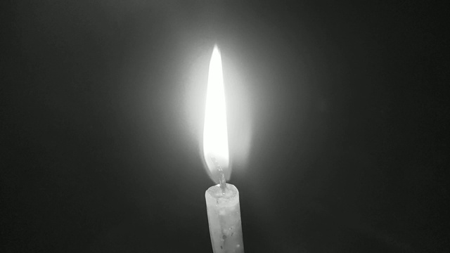 黑色背景中的蜡烛。黑色和白色视频下载