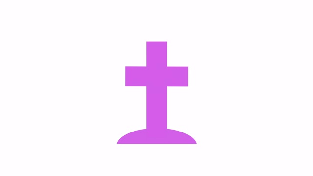 十字墓碑图标从地面动画中出现死亡概念粉红色视频下载