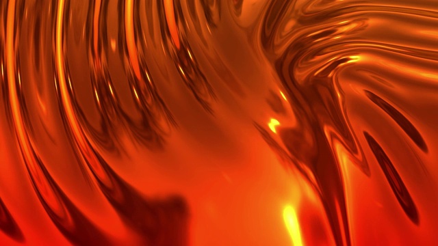 动画金属金红色梯度像织物与褶皱在4k。三维渲染的波浪布表面，形成波纹，像在液态金属表面或褶皱的组织。铝箔在慢动作中形成折叠。视频素材
