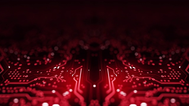 电路板背景-复制空间，红色-可循环动画-计算机，数据，技术，人工智能视频素材