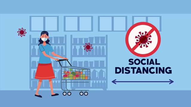 与超市女顾客的社交距离活动视频下载
