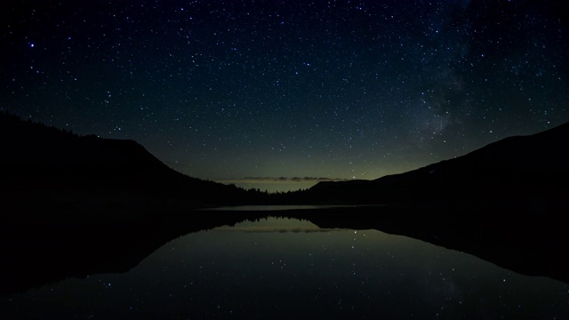 日落和星空在高地湖泊-时间流逝视频下载