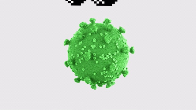 Covid-19暴徒生活概念动画。太阳眼镜掉在3D渲染病毒上视频下载
