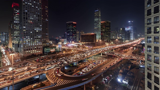 北京金融区繁忙的十字路口，交通繁忙，上下班高峰期视频下载