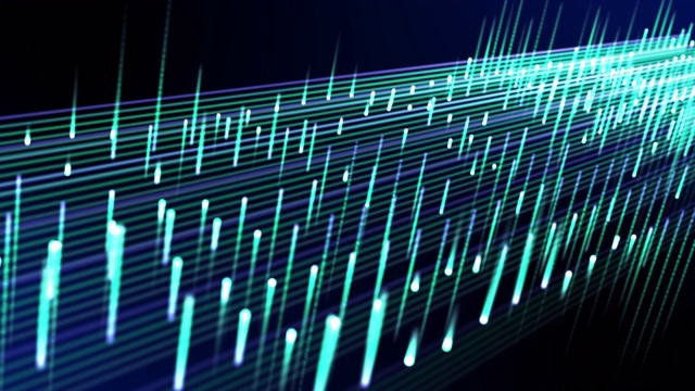 大数据在线数字技术，计算机AI云数据安全系统未来物联网3D渲染拍动霓虹辉光色人工智能金融业务抽象网络空间概念。视频素材