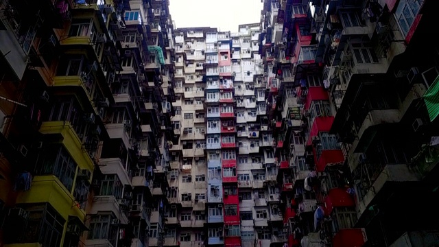 倾斜镜头显示益发房屋项目，港岛，香港视频素材