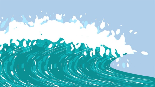 海浪，有力的桶波溅水，泡沫和飞溅的海洋冲浪视频下载