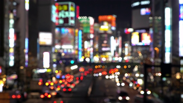 东京新宿夜晚的抽象模糊背景视频素材