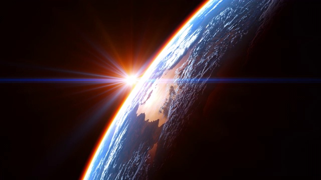 从太空和炽热的大气层在太阳射线的地球的惊人的观点。无缝循环。视频素材