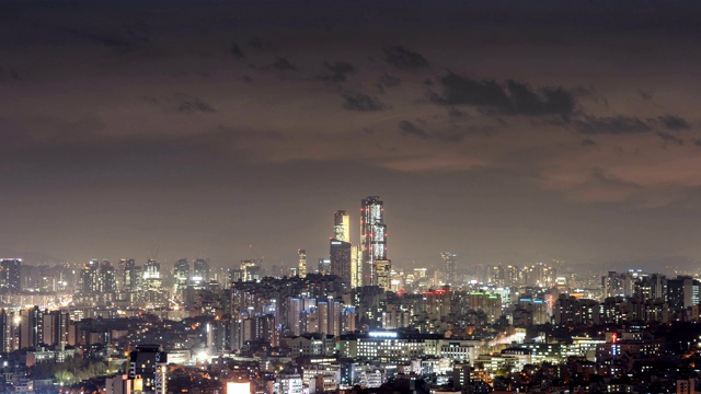 韩国首尔，麻浦谷和西大门谷的日落至夜景视频素材