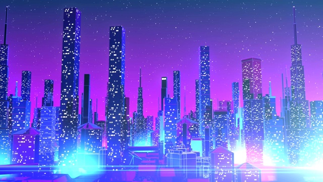 4 k霓虹的城市。循环的背景视频下载